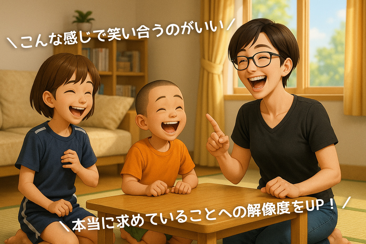 住宅で楽しく笑い合うシングルマザー過程